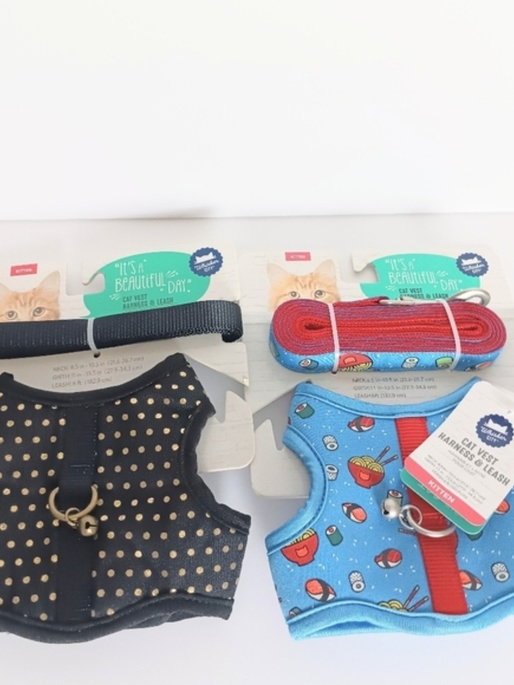 Whisker City Bundle Of 2 Kitten Harness Vest & Leash Combo NWT